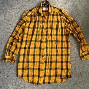 Vintage Christian Dior Chemise Women’s Yellow and Black Plaid Button-Up Shirt